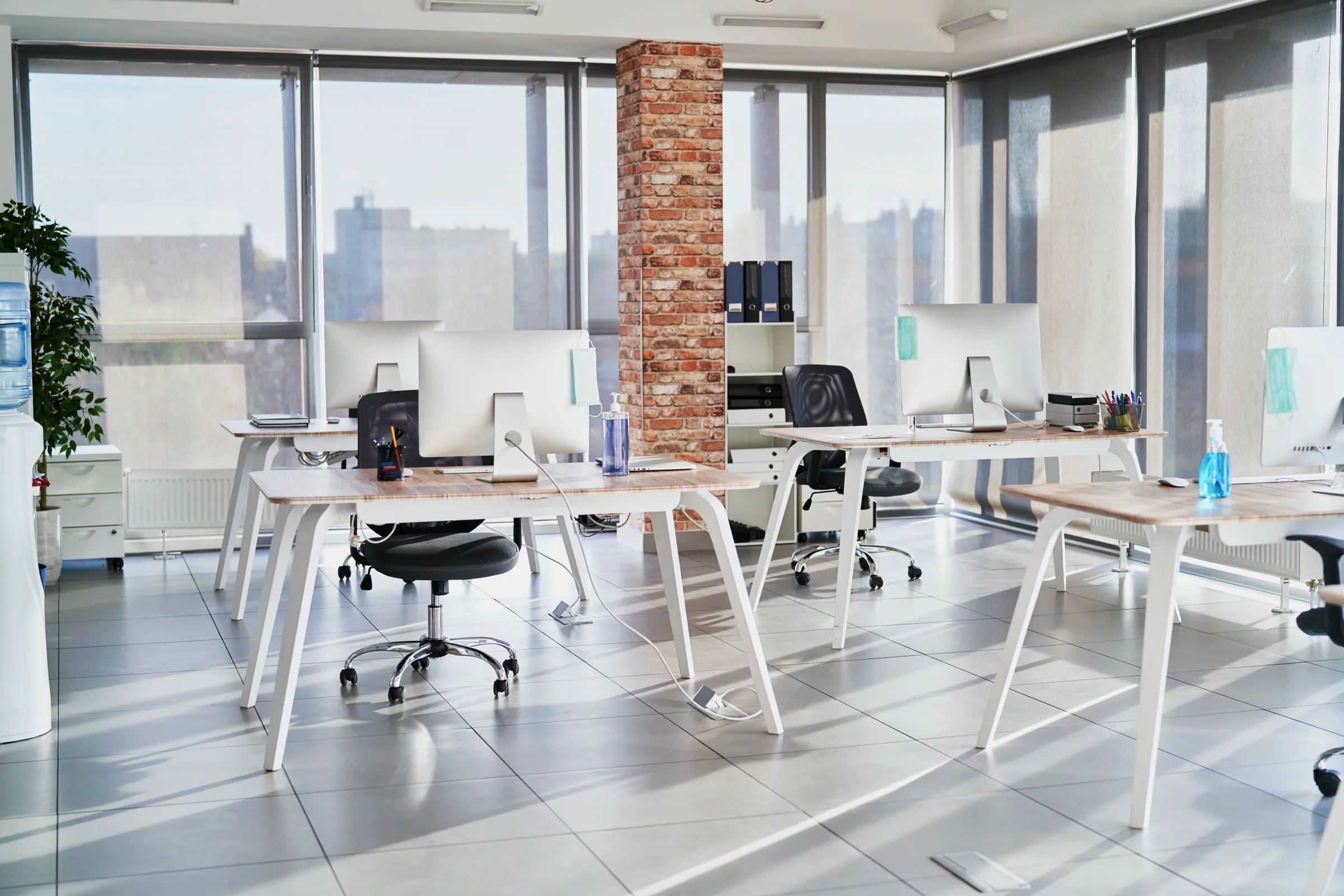 Open-plan office workspace